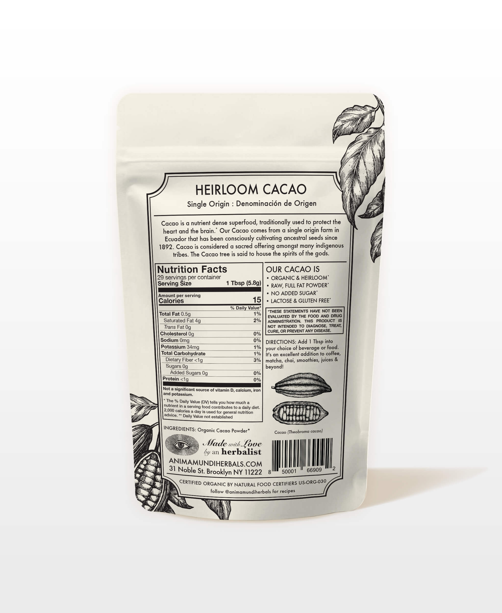 HEIRLOOM CACAO Powder | Organic Ancestral Seeds