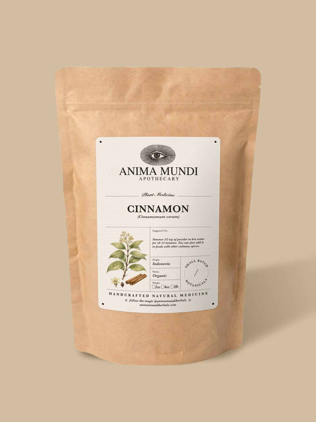 Cinnamon Bark Powder, Organic 4 oz BULK BAG