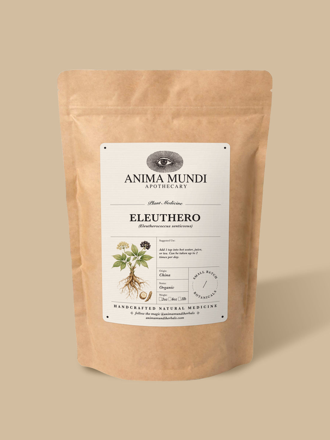 Eleuthero Powder, Organic 4 oz BULK BAG