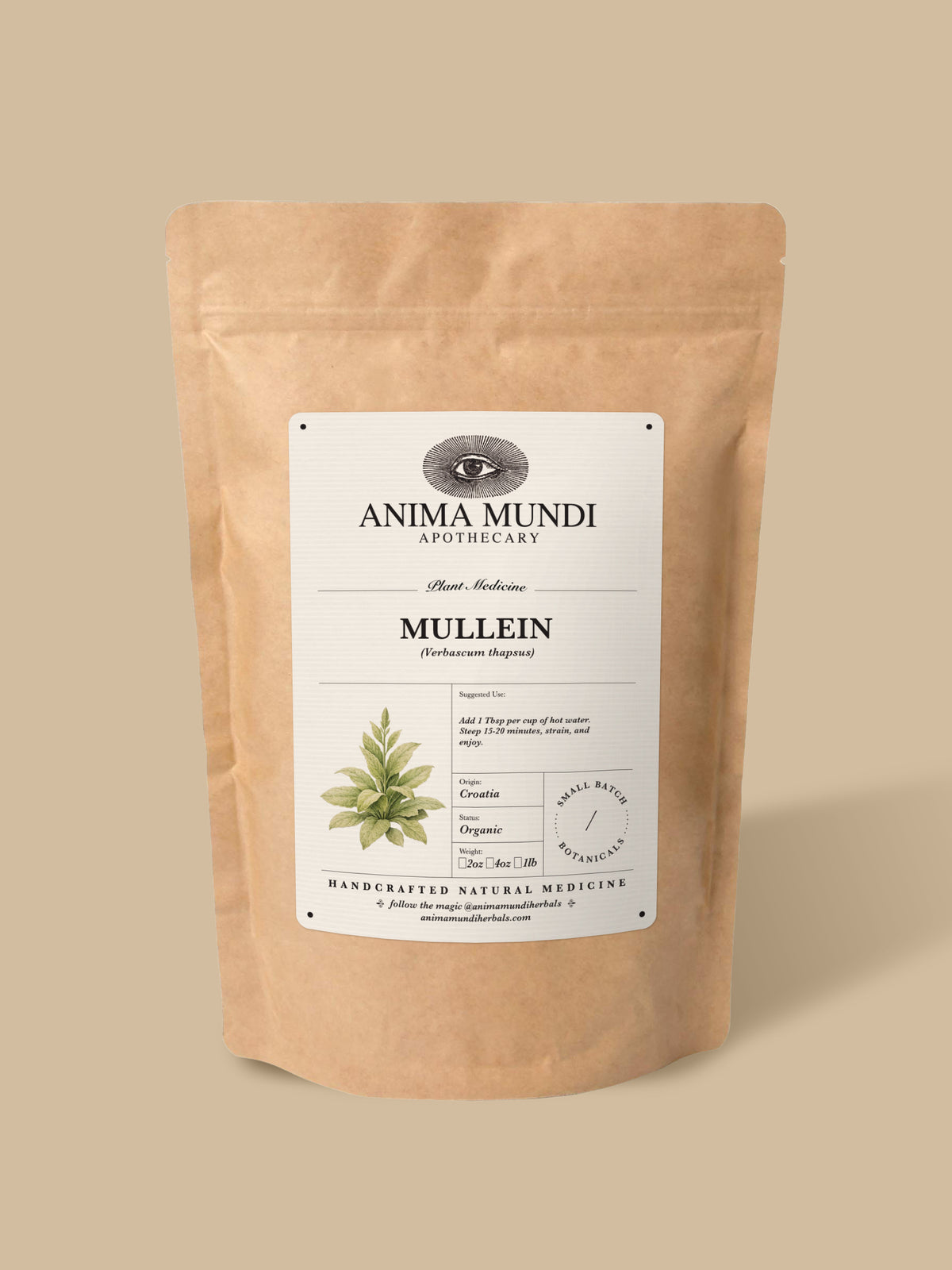 Mullein Leaf, Organic 4 oz BULK BAG