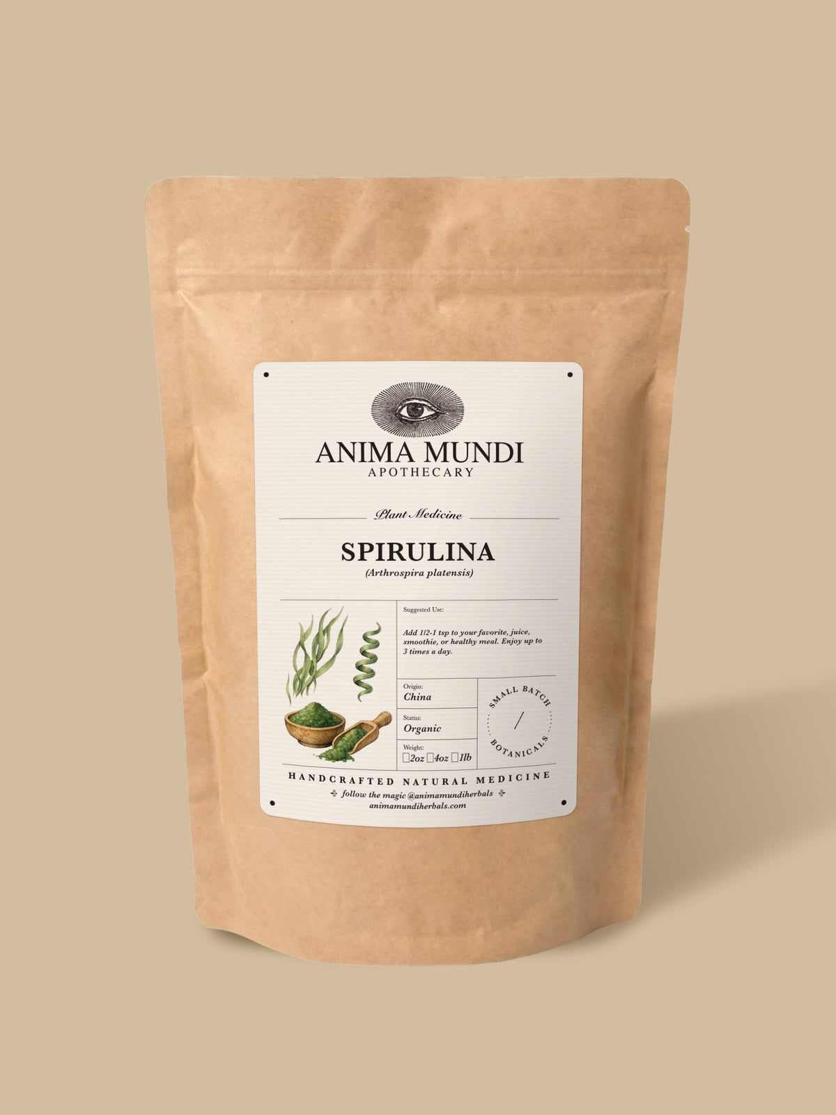 Spirulina Powder, Organic 4 oz BULK BAG