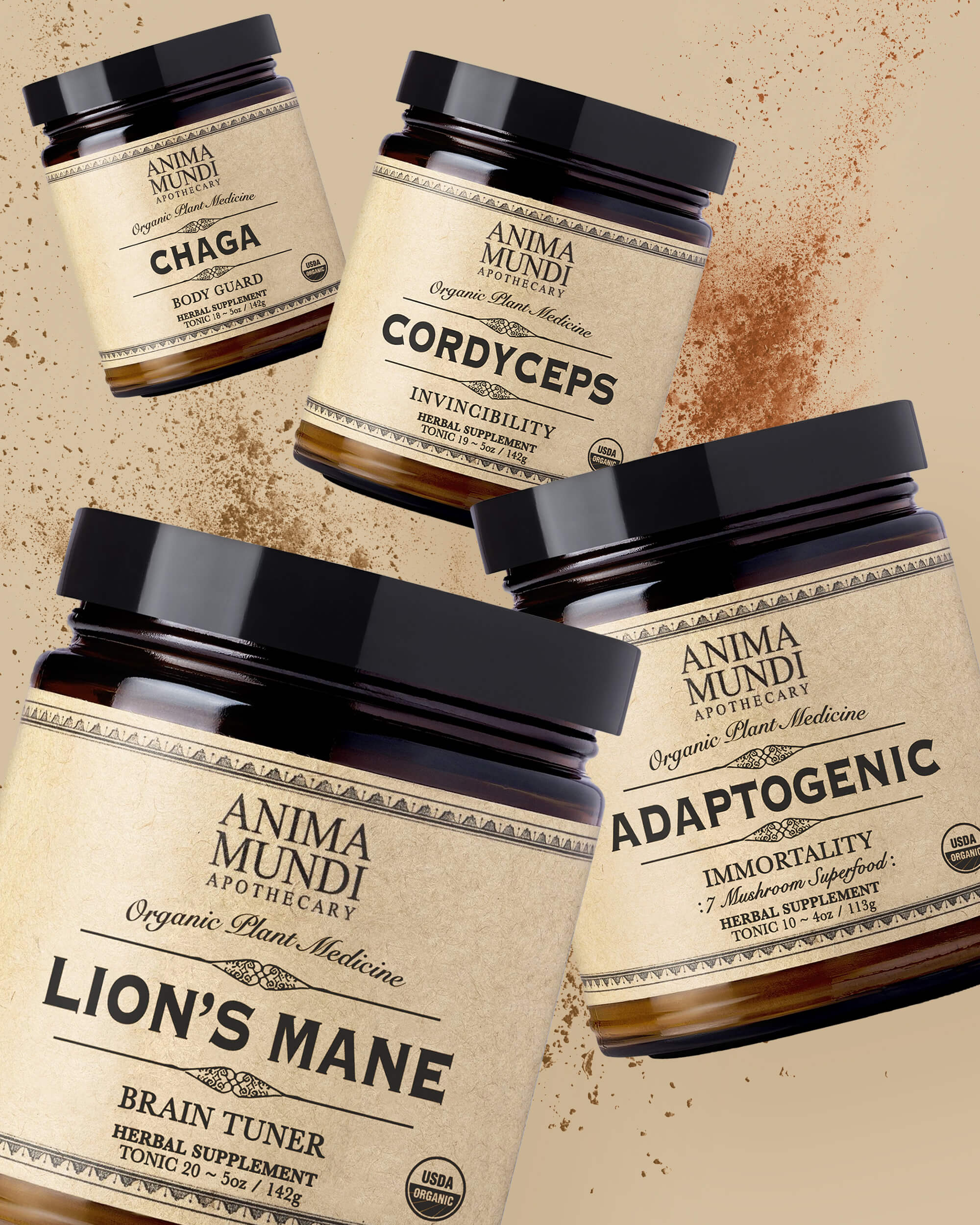 Adaptogenic Mushroom Set, Organic + Locally Grown | BUNDLE