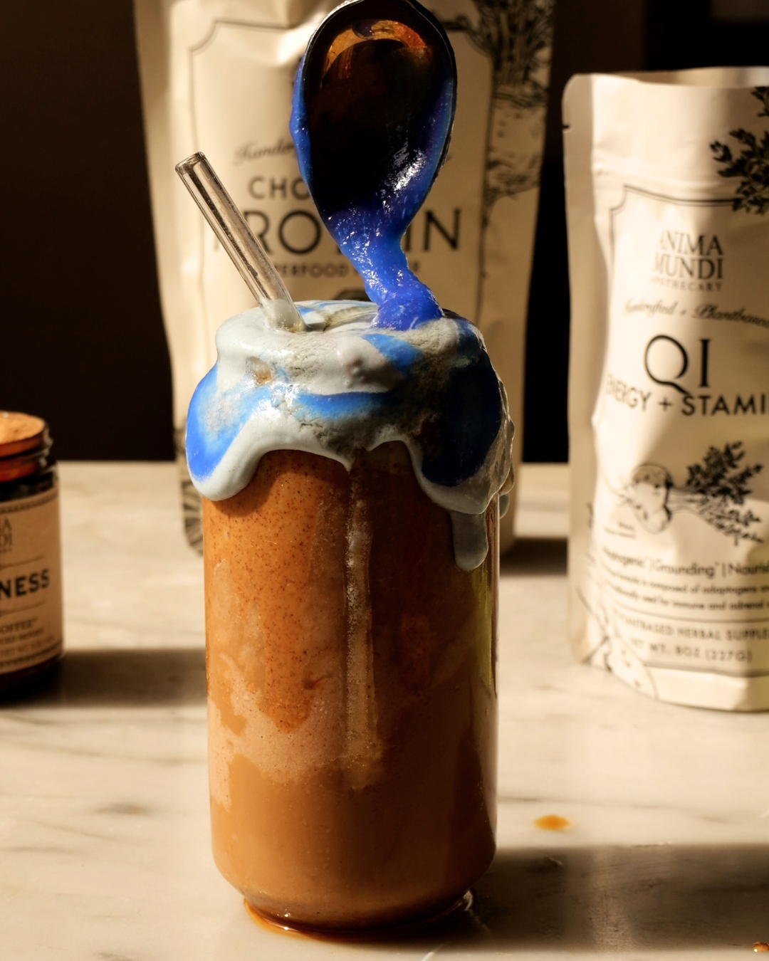 Layered Adaptogenic Smoothie with Blue Cloud