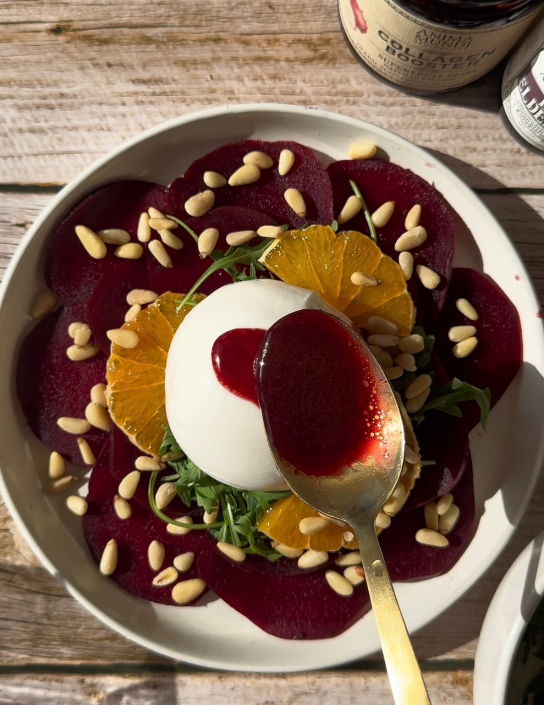 Beetroot Elderberry Carpaccio with Collagen Booster Dressing