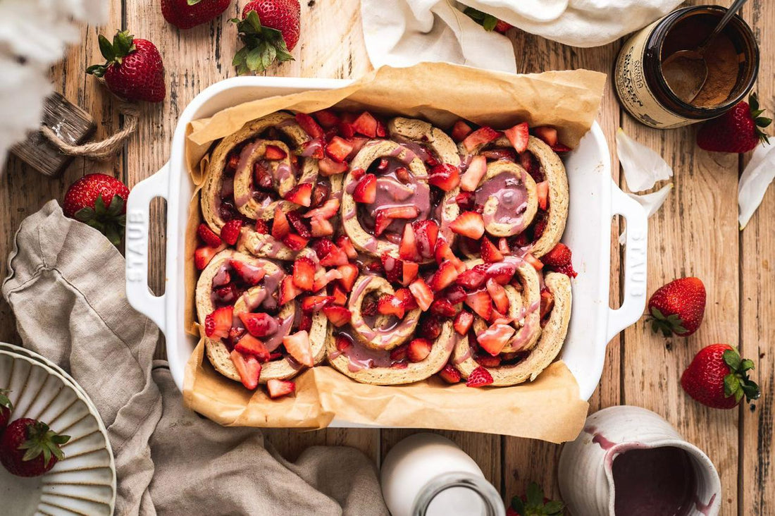 GLUTEN FREE VEGAN Strawberry Rose Sweet Rolls