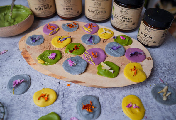 WHITE CHOCOLATE MENDIANTS With Medicinal Powders & Flowers