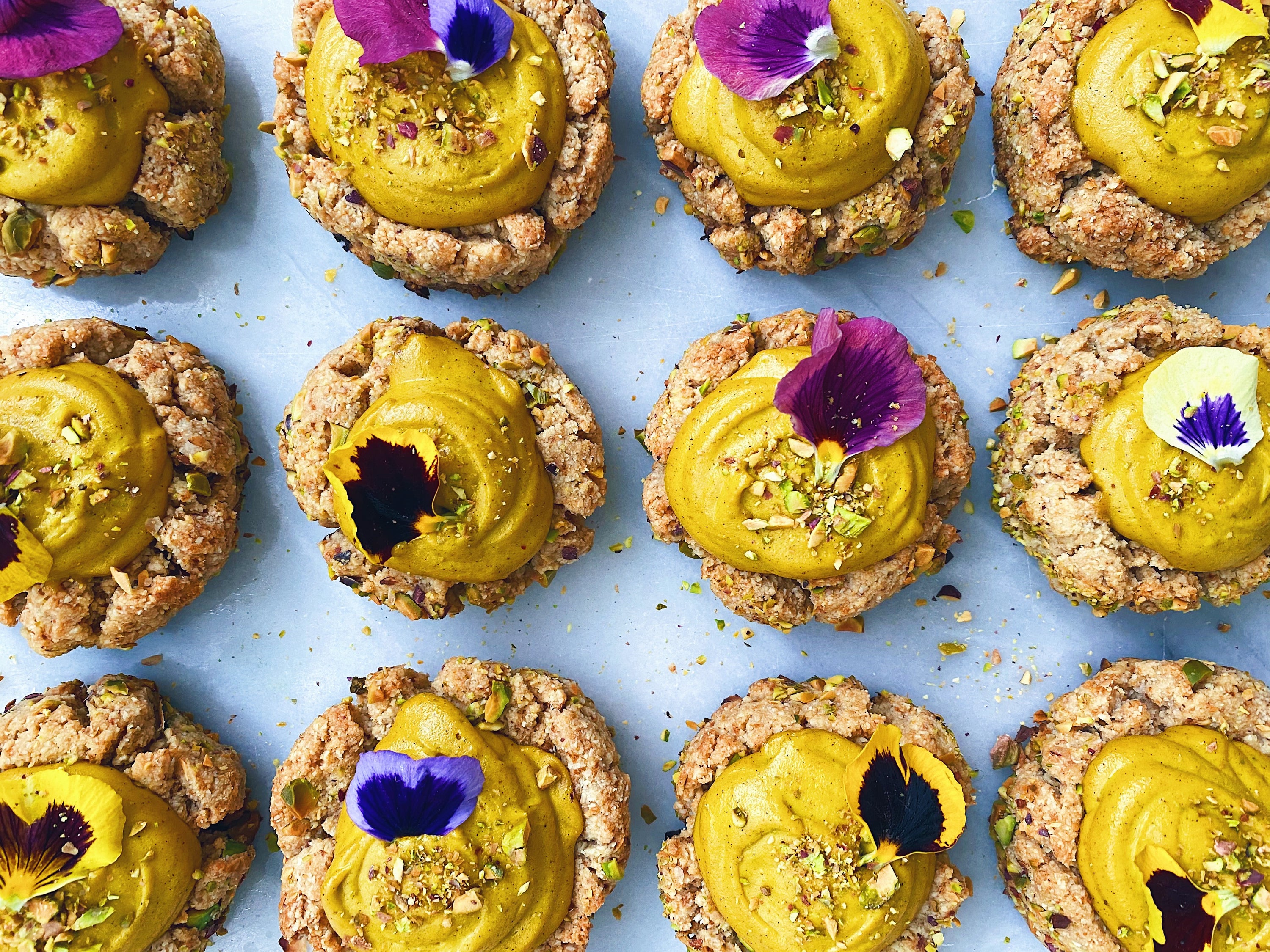 ALMOND PISTACHIO COOKIES With Golden Milk Cashew Cream