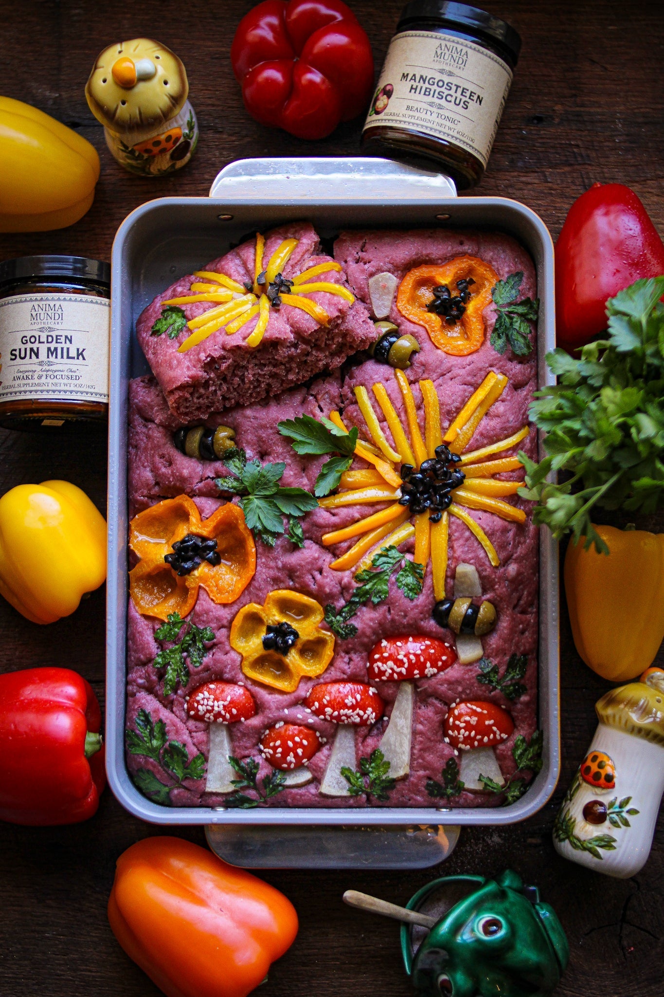 GOLDEN SUN FOCACCIA with Mangosteen Hibiscus