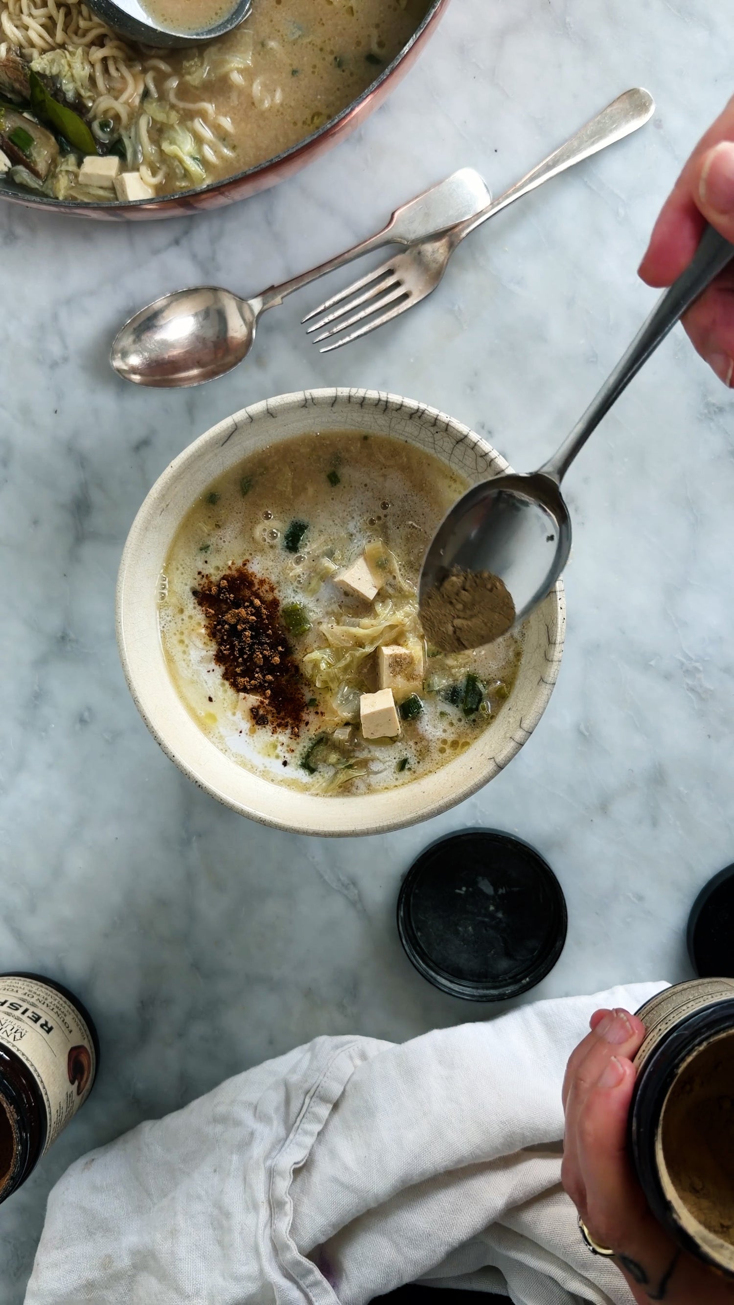 GROUNDING THAI-INSPIRED White Miso Spelt Ramen with Reishi, The Mind + Lion's Mane