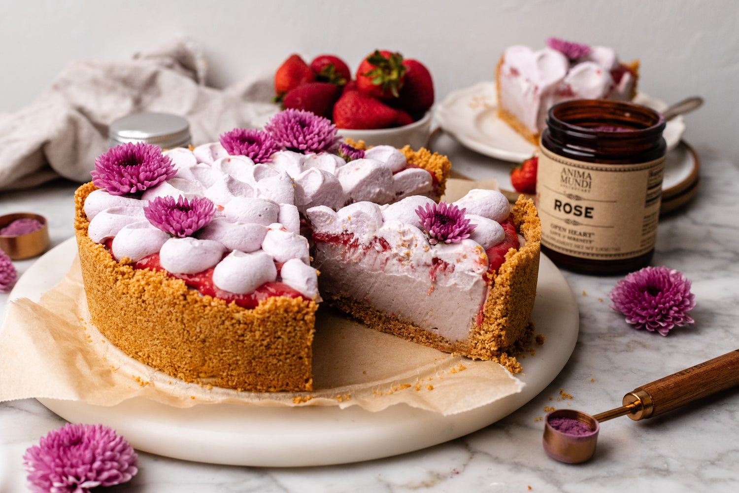 NO-BAKE STRAWBERRY ROSE Cheesecake