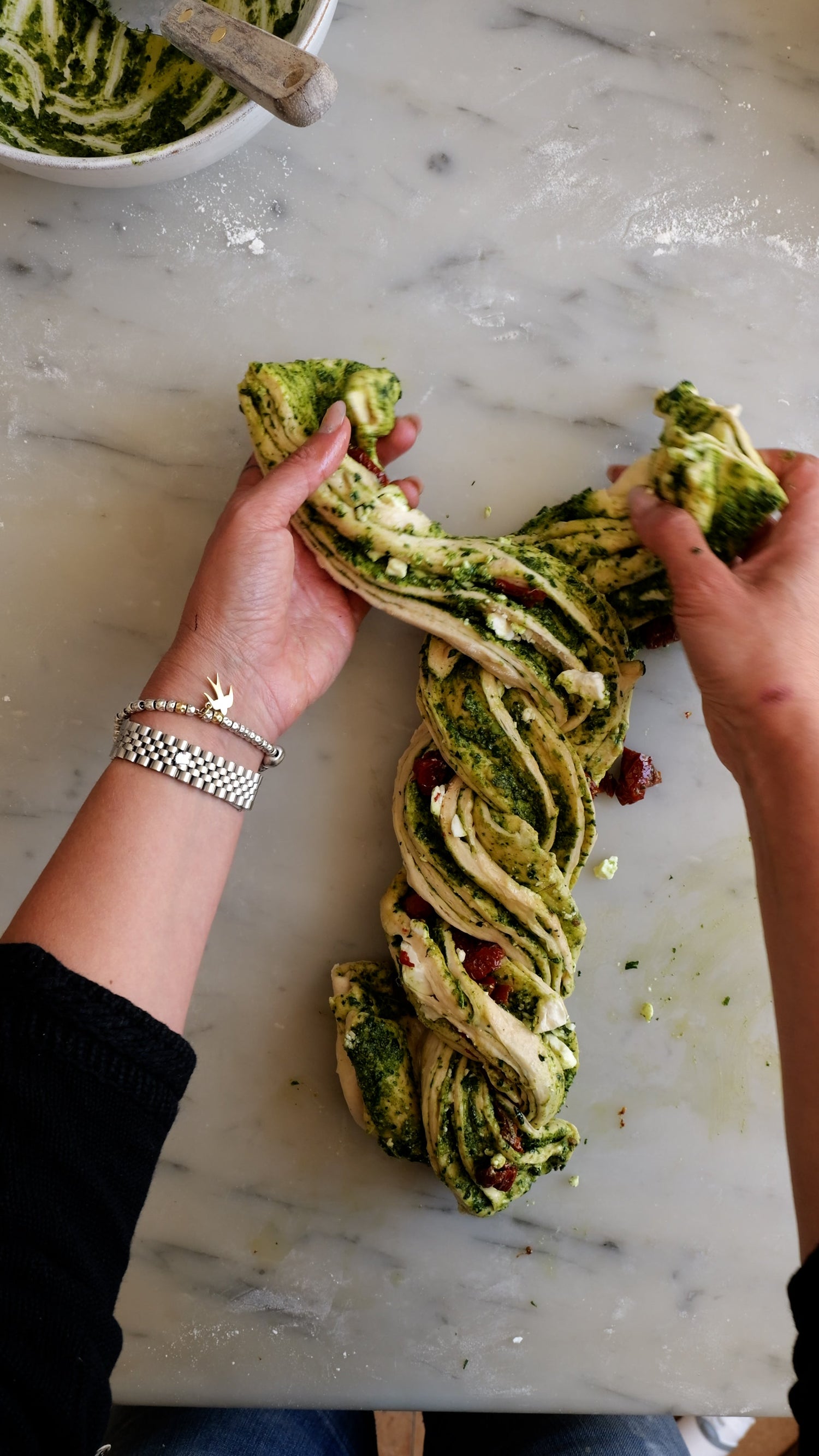 Savory Babka with Kale Pesto, Feta + Sundried Tomato - Powered by Liver Vitality