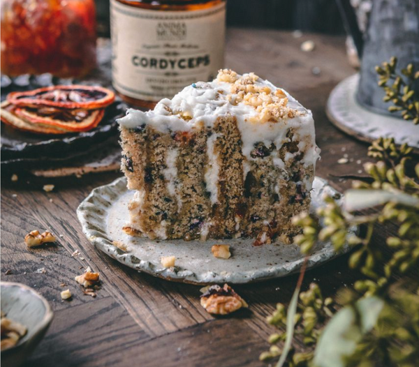 VEGAN CARROT CAKE with Cordyceps and Mangosteen