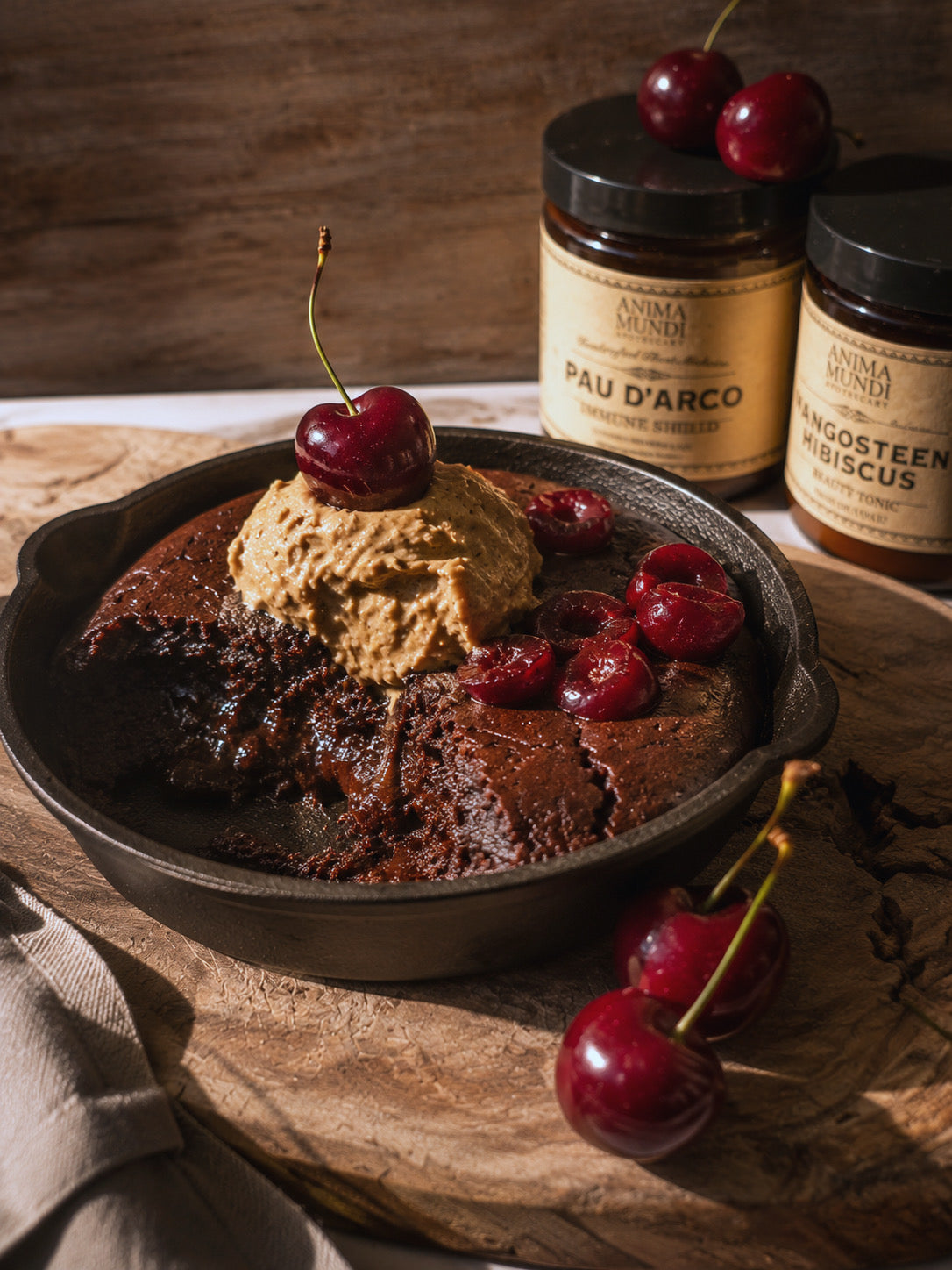 Skillet Brownies with Mangosteen Hibiscus & Pau d’Arco