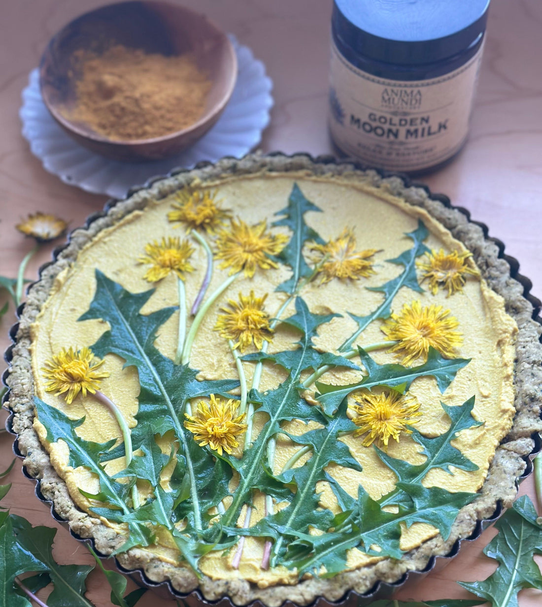 VEGAN DANDELION QUICHE With Golden Moon Milk