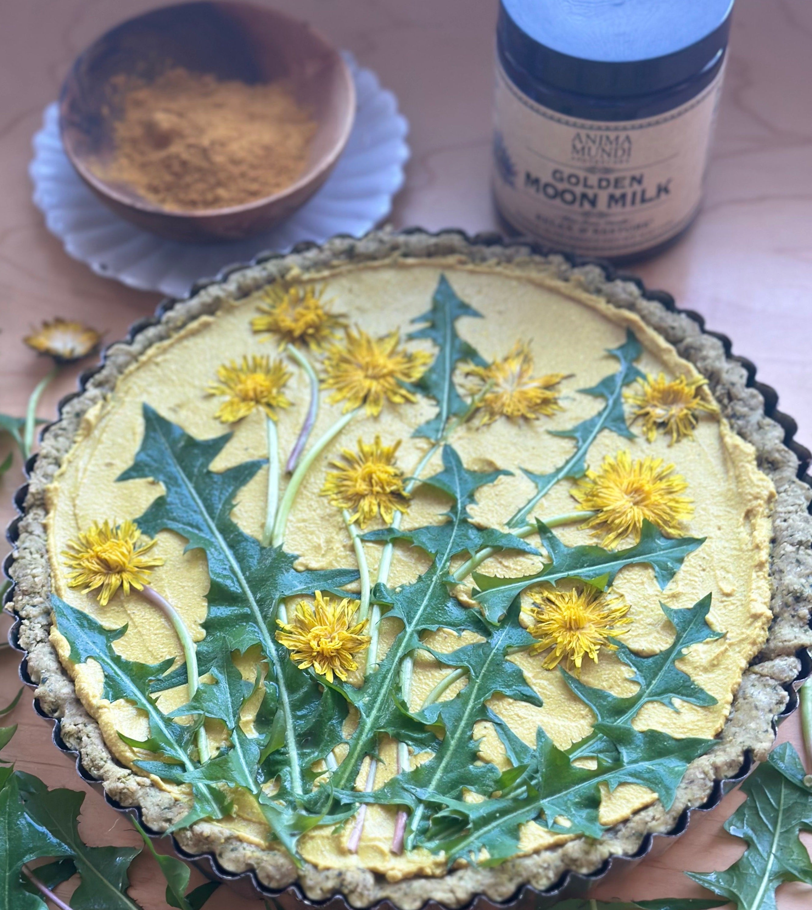 VEGAN DANDELION QUICHE With Golden Moon Milk