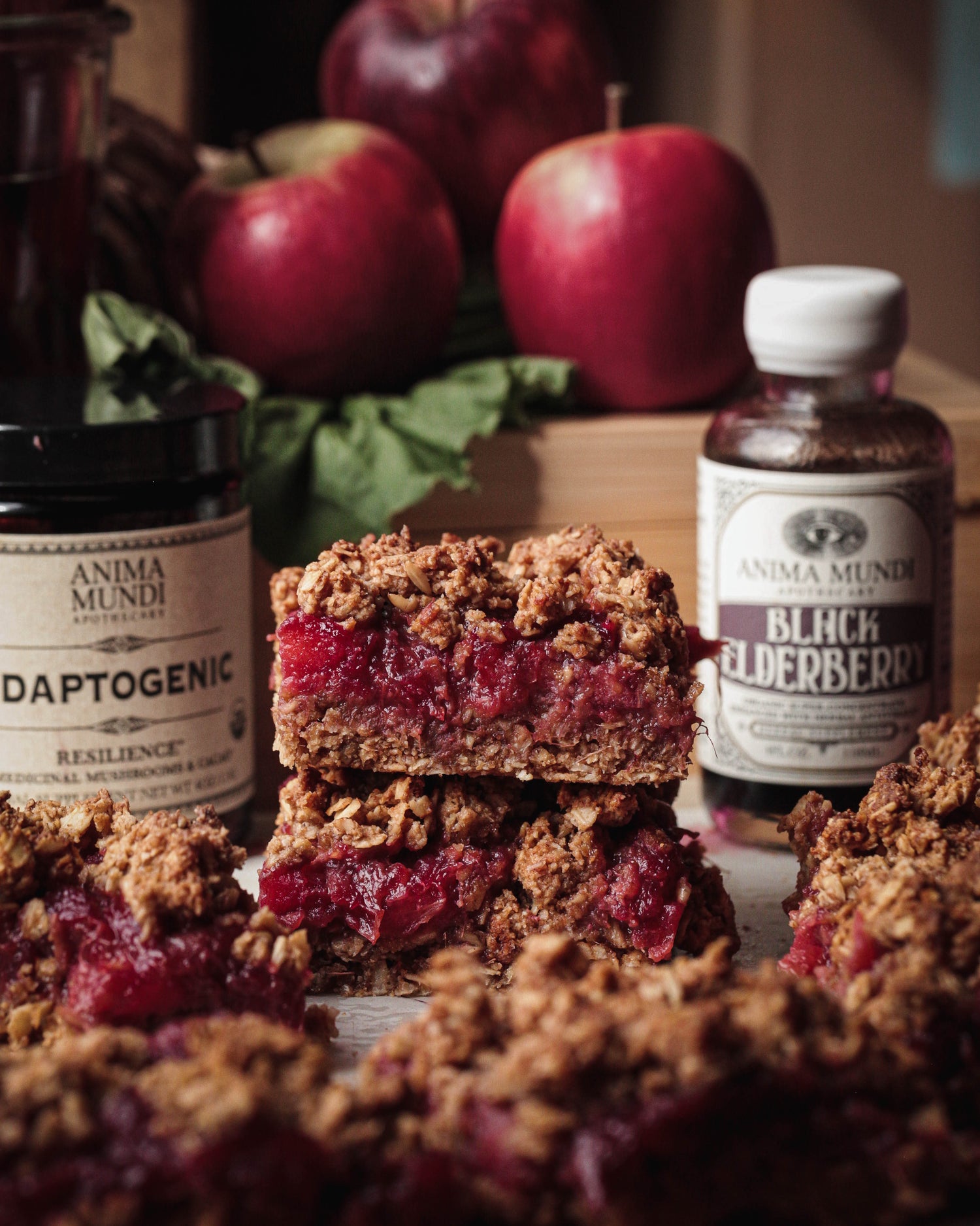 RHUBARB APPLE CRUMBLE with Black Elderberry Elixir